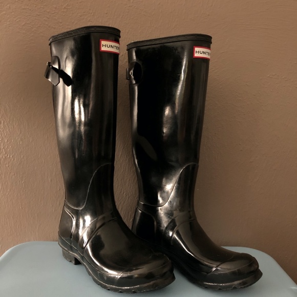 Hunter Tall Black Adjustable Gloss Rain Boots - Picture 5 of 5